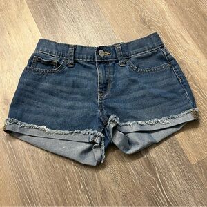 Old Navy Girls Size 12 Denim Shorts – Frayed Hem, Rolled Cuffs, Stretch